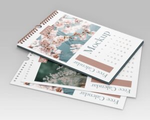 realistic spiral wall calendar mockup with floral theme 1196653 887